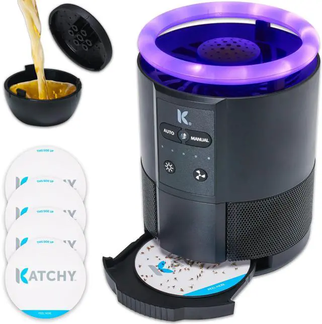 Main image of Duo Indoor Flying Insect Trap with Scent Pod Day & Night Effective Mosquito, Fruit Fly, Gnat & Small Moth Catcher Non-Zapper Trap with Blue UV Light & Fan Suction (Black)