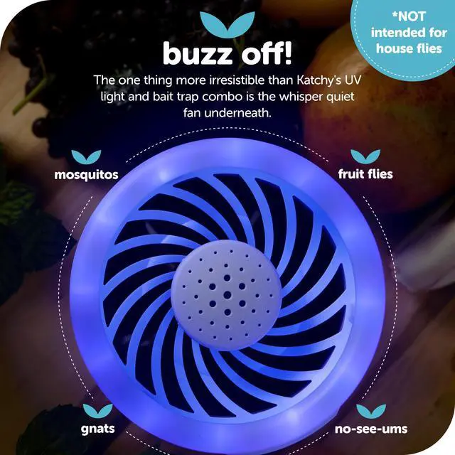 Alt view image 7 of 7 - Duo Indoor Flying Insect Trap with Scent Pod Day & Night Effective Mosquito, Fruit Fly, Gnat & Small Moth Catcher Non-Zapper Trap with Blue UV Light & Fan Suction (Black)