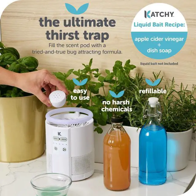 Alt view image 6 of 7 - Duo Indoor Flying Insect Trap with Scent Pod Day & Night Effective Mosquito, Fruit Fly, Gnat & Small Moth Catcher Non-Zapper Trap with Blue UV Light & Fan Suction (Black)