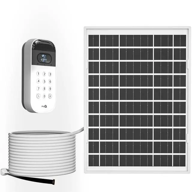 Main image of 6W Solar Panel for myQ Smart Garage Door Video Keypad,16.4Ft Outdoor Power Charging Cable and Adjustable Mount, Continuously Charging Your Video Keypad