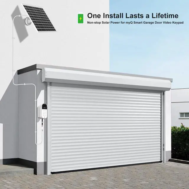 Alt view image 3 of 6 - 6W Solar Panel for myQ Smart Garage Door Video Keypad,16.4Ft Outdoor Power Charging Cable and Adjustable Mount, Continuously Charging Your Video Keypad