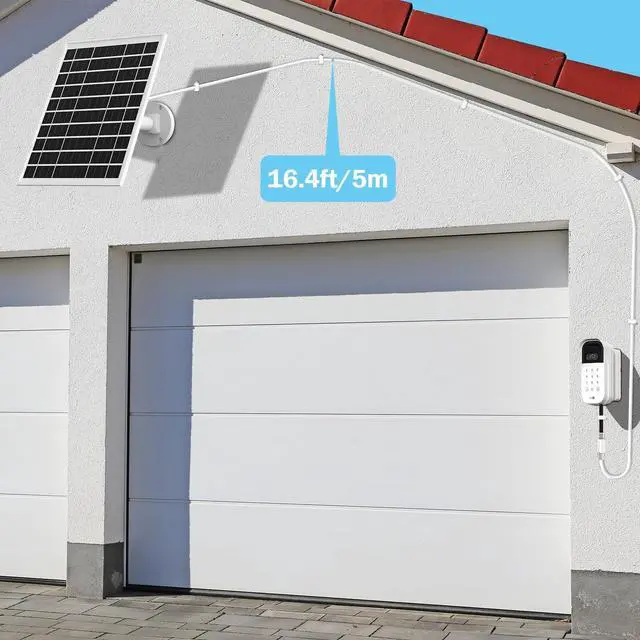 Alt view image 2 of 6 - 6W Solar Panel for myQ Smart Garage Door Video Keypad,16.4Ft Outdoor Power Charging Cable and Adjustable Mount, Continuously Charging Your Video Keypad
