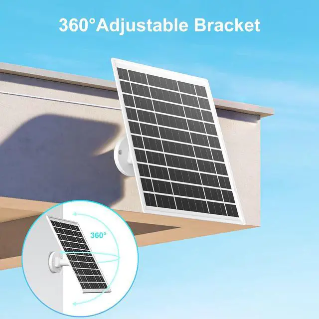 Alt view image 5 of 6 - 6W Solar Panel for myQ Smart Garage Door Video Keypad,16.4Ft Outdoor Power Charging Cable and Adjustable Mount, Continuously Charging Your Video Keypad