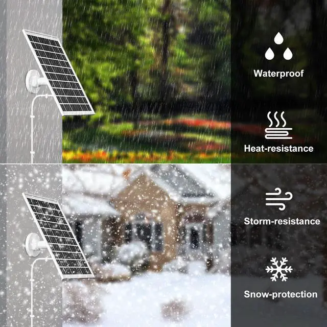 Alt view image 4 of 6 - 6W Solar Panel for myQ Smart Garage Door Video Keypad,16.4Ft Outdoor Power Charging Cable and Adjustable Mount, Continuously Charging Your Video Keypad