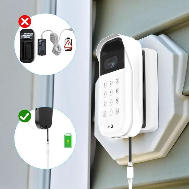 Alt view image 2 of 6 - 20ft Power Adapter Kit for myQ Smart Garage Video Keypad,Angle Adjustable(40 to 140) Degree Mounting Bracket for myQ, (2-in-1) Mount and Power Cable,Easy to Install