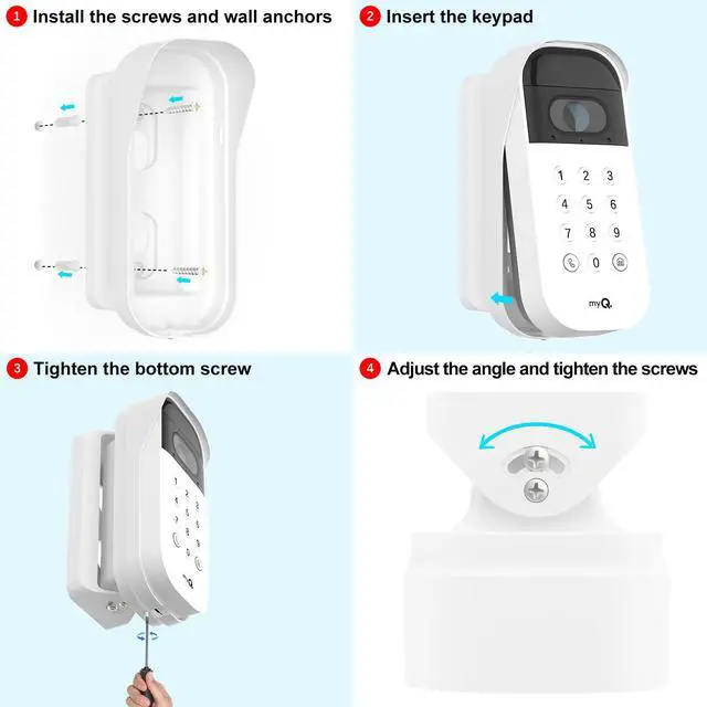 Alt view image 7 of 7 - Swivel Mount for myQ Smart Garage Video Keypad ,Angle Adjustable(40 to 140 ) Degree Mounting Bracket for myQ ,Easy to Install (Video Keypad is NOT Included