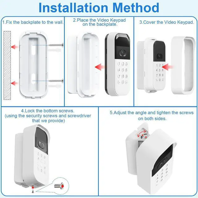 Alt view image 7 of 7 - Swivel Mount for myQ Smart Garage Video Keypad, Angled Adjustable 40 to 140 Degrees Corner Mounting for myQ Garage Door Opener Easy to Install Reduce Blind Spot (Video Keypad is NOT Included)