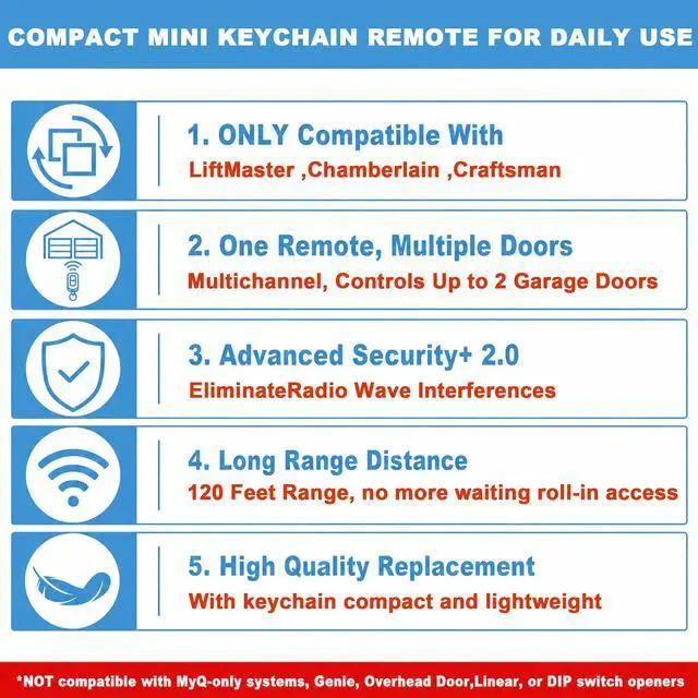 Alt view image 3 of 7 - 2 for LiftMaster Chamberlain Craftsman Garage Door Opener Remote Replacement 893LM 893Max 891LM 971LM 973LM 371LM 373LM