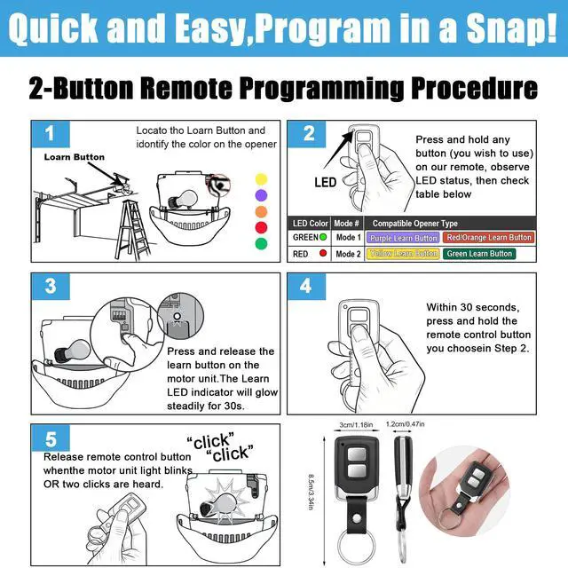 Alt view image 4 of 7 - 2 for LiftMaster Chamberlain Craftsman Garage Door Opener Remote Replacement 893LM 893Max 891LM 971LM 973LM 371LM 373LM