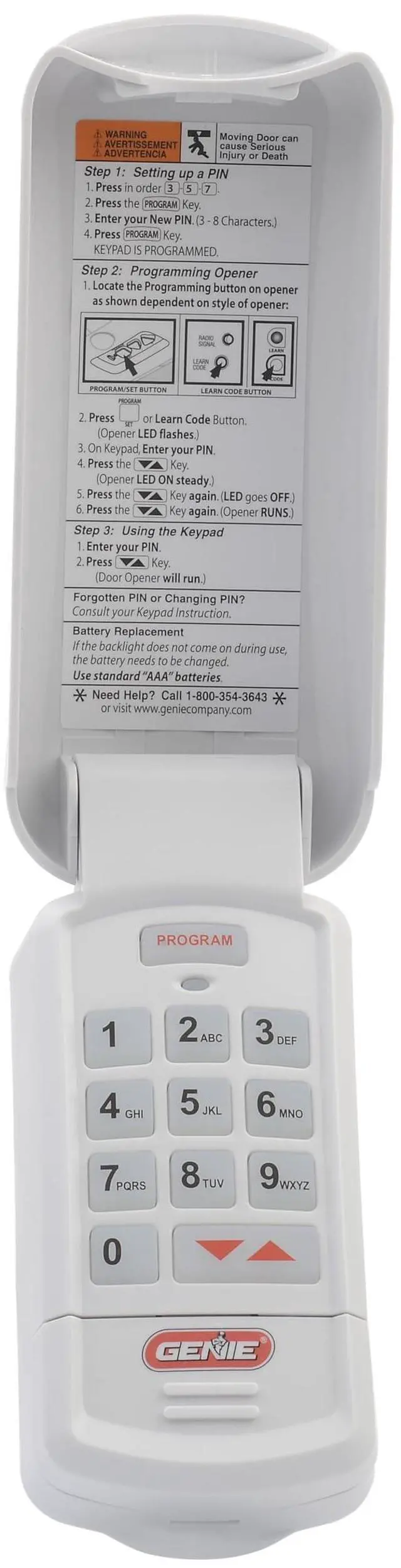 Main image of Garage Door Opener Wireless Keyless Keypad - Safe & Secure Access - Compatible with All Genie Intellicode Garage Door Openers - Easy Entry into the Garage With a PIN - Model GK-R, White