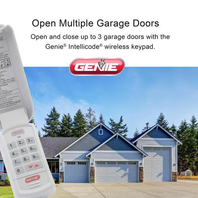 Alt view image 3 of 7 - Garage Door Opener Wireless Keyless Keypad - Safe & Secure Access - Compatible with All Genie Intellicode Garage Door Openers - Easy Entry into the Garage With a PIN - Model GK-R, White