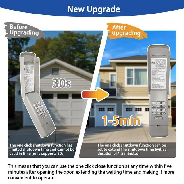 Alt view image 3 of 7 - Garage Door Opener Keypad Replacement for Liftmaster Chamberlain Craftsman Garage Door Keypad Wireless Keyless Entry with 315/390 MHZ Learn Button Since 1993
