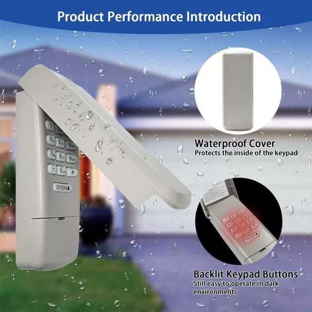 Alt view image 4 of 7 - Garage Door Opener Keypad Replacement for Liftmaster Chamberlain Craftsman Garage Door Keypad Wireless Keyless Entry with 315/390 MHZ Learn Button Since 1993