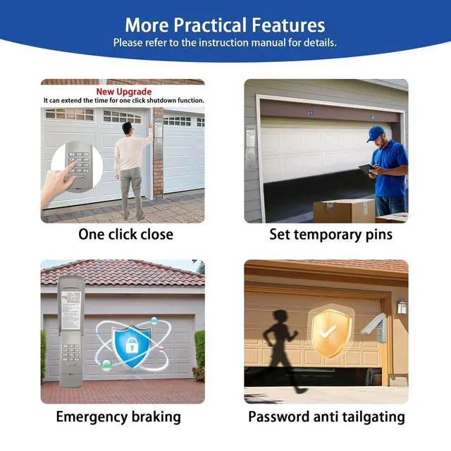 Alt view image 5 of 7 - Garage Door Opener Keypad Replacement for Liftmaster Chamberlain Craftsman Garage Door Keypad Wireless Keyless Entry with 315/390 MHZ Learn Button Since 1993