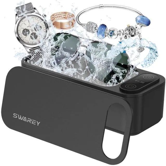 Main image of Ultrasonic Jewelry Cleaner Retainer Rings Dentures 23OZ (680ML) 360° Deep Cleaning 45KHz Professional Ultrasonic Glasses Cleaner with 5 Digital Timer and Watches Stand 304 Stainless Steel Tank