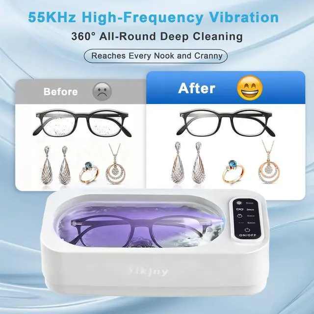 Alt view image 3 of 7 - Ultrasonic Jewelry Cleaner, 55KHz 400ml Ultrasonic Cleaner with 4 Cleaning Modes & LED Light, Ideal for Jewelry Cleaner, Eyeglasses, Rings, Retainers, Silverware, Watches and Small Valuables