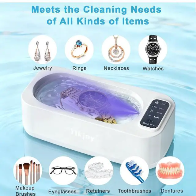 Alt view image 7 of 7 - Ultrasonic Jewelry Cleaner, 55KHz 400ml Ultrasonic Cleaner with 4 Cleaning Modes & LED Light, Ideal for Jewelry Cleaner, Eyeglasses, Rings, Retainers, Silverware, Watches and Small Valuables