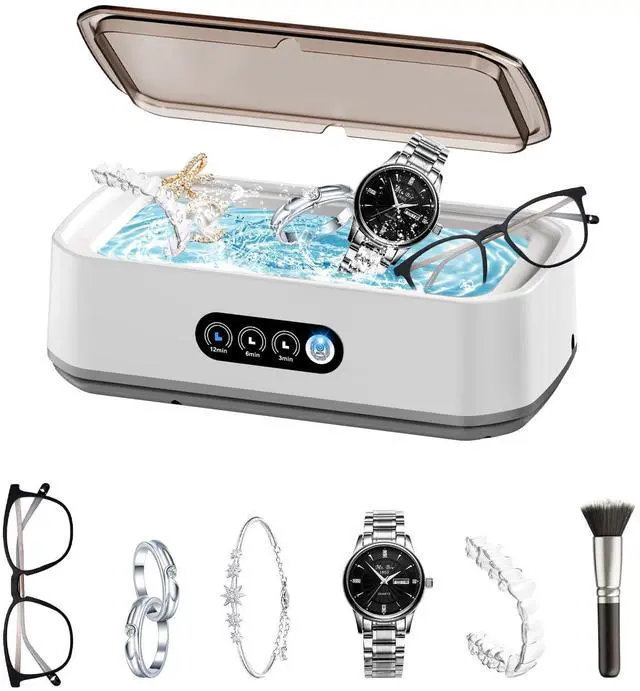 Main image of Ultrasonic Jewelry Cleaner, 50kHz Professional Portable Jewelry Cleaner Ultrasonic Machine with 3 Timer Modes, 22 oz Ultrasonic Cleaner for Eyeglasses,Rings,Watch Straps,304 Stainless Steel Water Tank