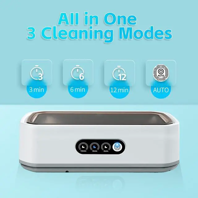 Alt view image 4 of 7 - Ultrasonic Jewelry Cleaner, 50kHz Professional Portable Jewelry Cleaner Ultrasonic Machine with 3 Timer Modes, 22 oz Ultrasonic Cleaner for Eyeglasses,Rings,Watch Straps,304 Stainless Steel Water Tank