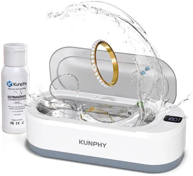 Main image of Upgraded Ultrasonic Jewelry Cleaner with 50ml Solution, 48KHZ, 12OZ Capacity, Ultrasonic Cleaner with 3 Digital Timer, Touch Control, Idea for Jewelry, Eyeglass, Rings, Diamond