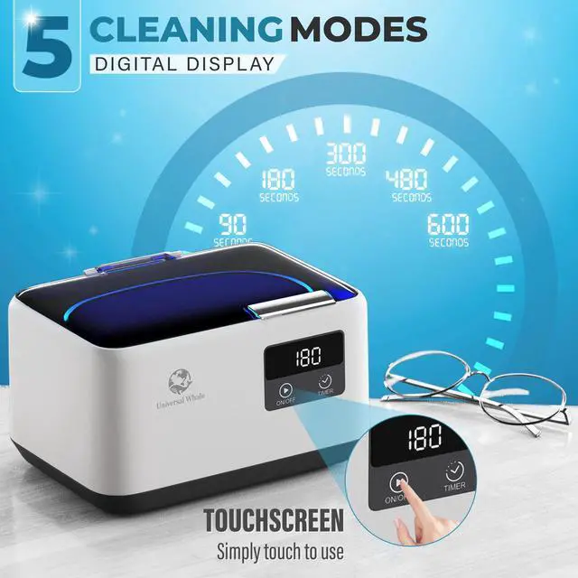 Alt view image 2 of 7 - Ultrasonic Jewelry Cleaner 45KHz, 20oz Ultrasonic Cleaner with Cleaning Basket, 304 Stainless Steel Tank & 5 Modes, Ultrasonic Cleaner Machine for Jewelry, Glasses, Retainer, Watch Straps, Denture