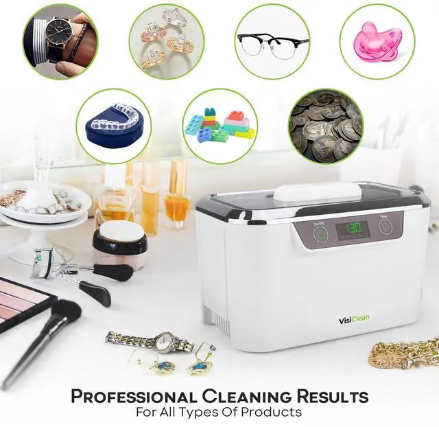 Alt view image 5 of 7 - Ultrasonic Cleaner, Professional Ultrasonic Jewelry Cleaner for Diamond Ring, Silver, Gold, Earrings, Necklaces, Glasses, Denture, Retainer, Cpap, Coins, Mouthguard, Razors