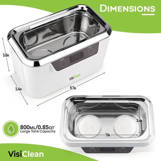 Alt view image 7 of 7 - Ultrasonic Cleaner, Professional Ultrasonic Jewelry Cleaner for Diamond Ring, Silver, Gold, Earrings, Necklaces, Glasses, Denture, Retainer, Cpap, Coins, Mouthguard, Razors