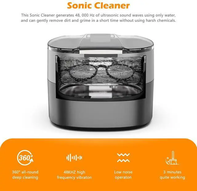 Alt view image 2 of 7 - Ultrasonic Jewelry Cleaning Machine, 750ml Sonic Cleaner with Digital Timer for Eyeglasses, RingsSilver Cleaner Solution for Gifts