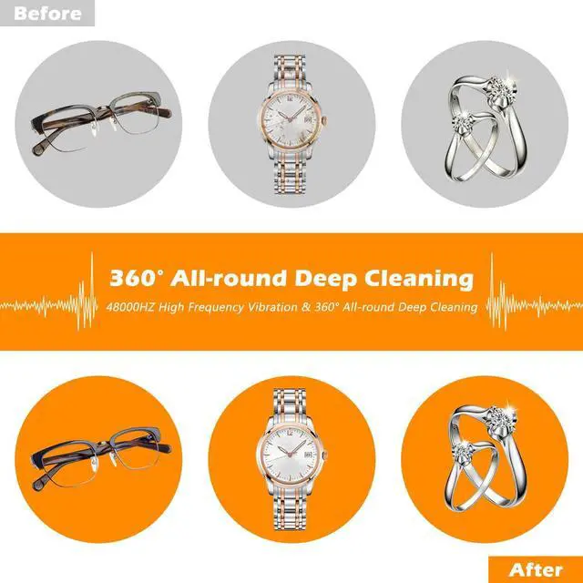 Alt view image 5 of 7 - Ultrasonic Jewelry Cleaning Machine, 750ml Sonic Cleaner with Digital Timer for Eyeglasses, RingsSilver Cleaner Solution for Gifts