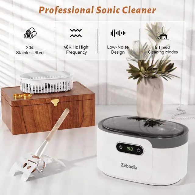 Alt view image 3 of 7 - 600ml Ultrasonic Jewelry Cleaner, Digital Timer, Deep Sonic Cleaning for Eyeglasses, Rings, Silver, Coins & Makeup Brushes