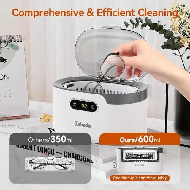 Alt view image 4 of 7 - 600ml Ultrasonic Jewelry Cleaner, Digital Timer, Deep Sonic Cleaning for Eyeglasses, Rings, Silver, Coins & Makeup Brushes