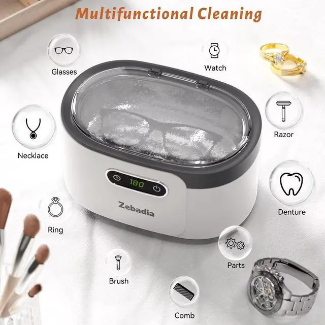 Alt view image 5 of 7 - 600ml Ultrasonic Jewelry Cleaner, Digital Timer, Deep Sonic Cleaning for Eyeglasses, Rings, Silver, Coins & Makeup Brushes