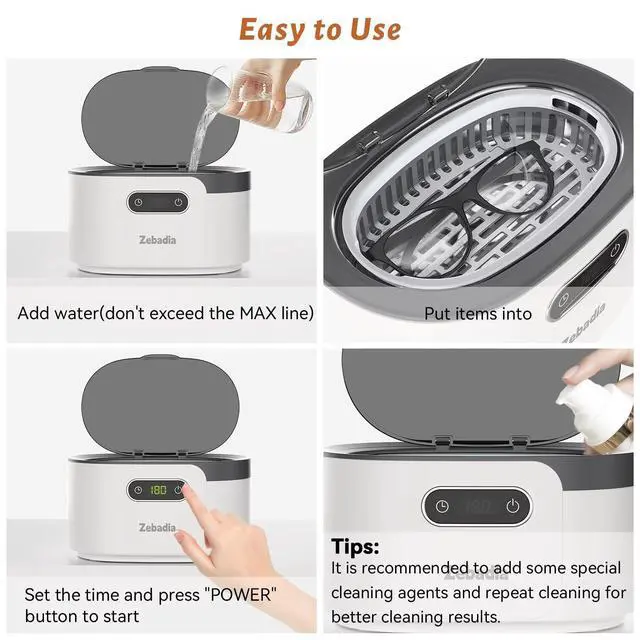 Alt view image 6 of 7 - 600ml Ultrasonic Jewelry Cleaner, Digital Timer, Deep Sonic Cleaning for Eyeglasses, Rings, Silver, Coins & Makeup Brushes