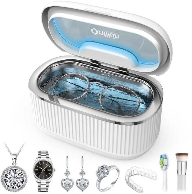 Main image of 35W Ultrasonic Jewelry Cleaner, 45KHz Retainer Cleaner for Jewelry, 5 Timer & 3 Power Modes, Eyeglasses, Rings, Watch Strap, Dentures - 20oz, 304 Stainless Steel Tank, Quiet <38dB (White)