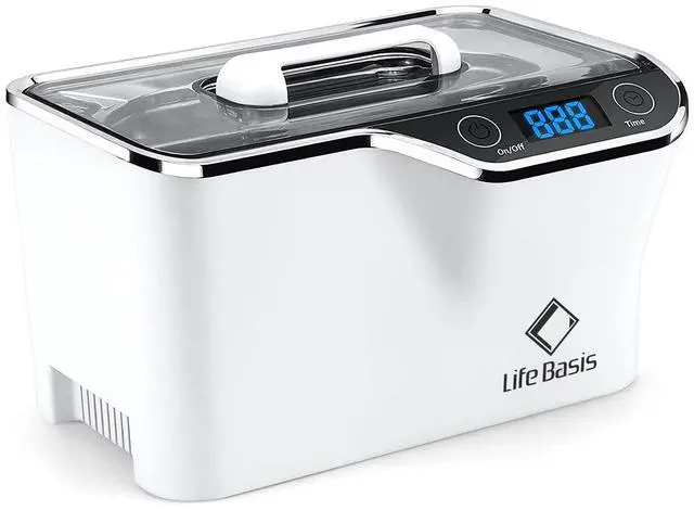 Main image of Ultrasonic Jewelry Cleaner, Professional 45kHz Ultrasonic Cleaner Machine 20 Ounces (600ML) with Digital Timer, Watch Holder Ultrasonic Glasses Cleaner for Ring, Coin, Watch, Denture -White