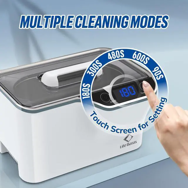 Alt view image 4 of 7 - Ultrasonic Jewelry Cleaner, Professional 45kHz Ultrasonic Cleaner Machine 20 Ounces (600ML) with Digital Timer, Watch Holder Ultrasonic Glasses Cleaner for Ring, Coin, Watch, Denture -White