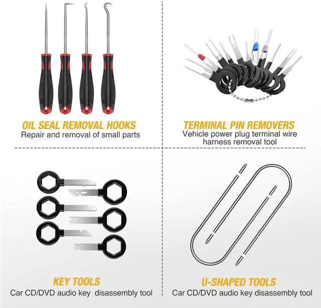 Alt view image 7 of 7 - 88Pcs Trim Removal Tool, Auto Push Pin Bumper Retainer Clip Set Fastener Terminal Remover Tool Adhesive Cable Clips Removal Kit Car Panel Radio Removal Auto Clip Pliers, Black