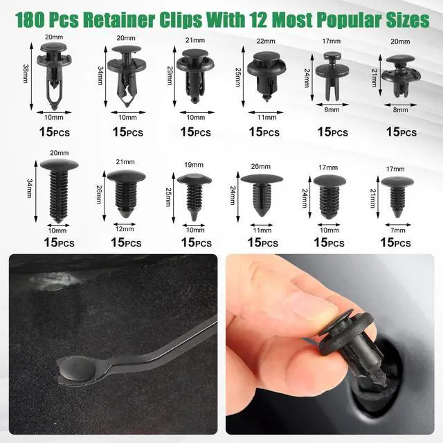 Alt view image 4 of 7 - 415Pcs Trim Removal Tool, Car Panel Door Radio Removal Kit, Auto Push Pin Bumper Retainer Clip Set, Fastener Terminal Remover Tool Adhesive Cable Clips Auto Clip Pliers