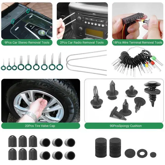 Alt view image 6 of 7 - 415Pcs Trim Removal Tool, Car Panel Door Radio Removal Kit, Auto Push Pin Bumper Retainer Clip Set, Fastener Terminal Remover Tool Adhesive Cable Clips Auto Clip Pliers