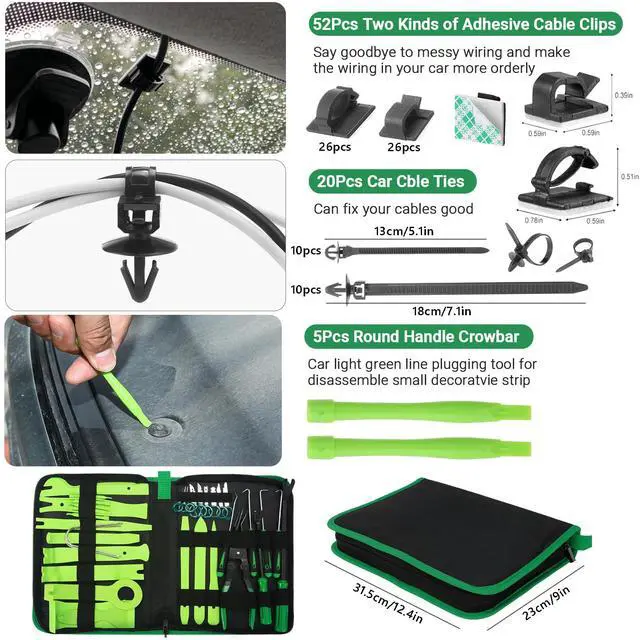 Alt view image 7 of 7 - 415Pcs Trim Removal Tool, Car Panel Door Radio Removal Kit, Auto Push Pin Bumper Retainer Clip Set, Fastener Terminal Remover Tool Adhesive Cable Clips Auto Clip Pliers