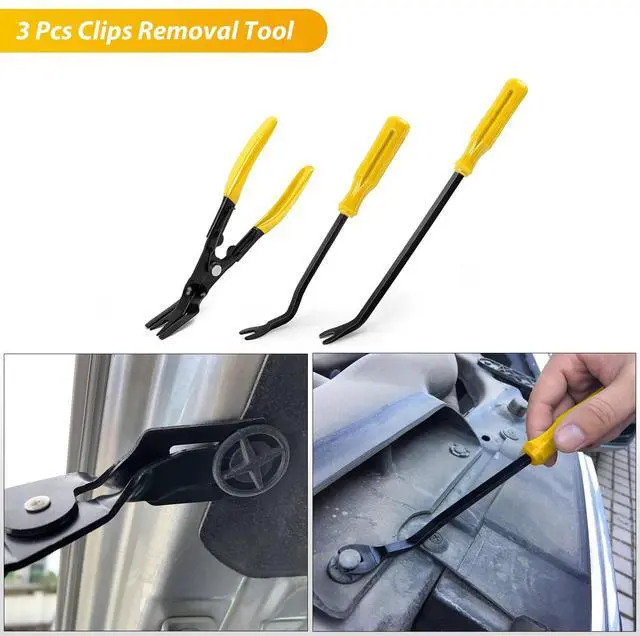 Alt view image 3 of 7 - 88Pcs Trim Removal Tool, Auto Push Pin Bumper Retainer Clip Set Fastener Terminal Remover Tool Adhesive Cable Clips Removal Kit Car Panel Radio Removal Auto Clip Pliers, Yellow