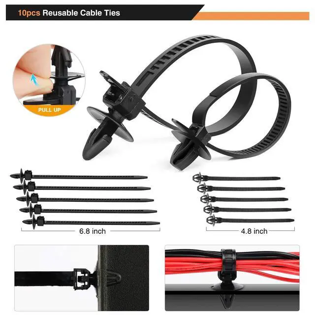 Alt view image 5 of 7 - 635Pcs Car Push Retainer Clips & Auto Fasteners Assortment -16 Most Popular Sizes Nylon Bumper Fender Rivets with 10 Cable Ties and Fasteners Remover for Toyota GM Ford Honda Acura Chrysler