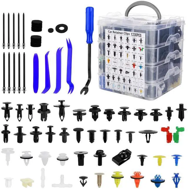 Main image of 1365Pcs Car Push Retainer Clips Body Clips Plastic Fasteners Kit Fender Rivet Clips 44 Most Popular Sizes Nylon Auto Push Pin Rivets Set for Toyota GM Ford Honda Acura Chrysler,Blue