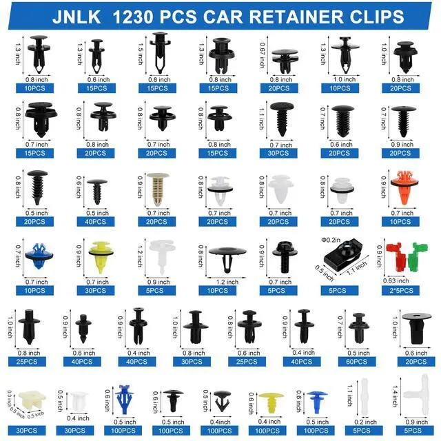 Alt view image 2 of 7 - 1365Pcs Car Push Retainer Clips Body Clips Plastic Fasteners Kit Fender Rivet Clips 44 Most Popular Sizes Nylon Auto Push Pin Rivets Set for Toyota GM Ford Honda Acura Chrysler,Blue