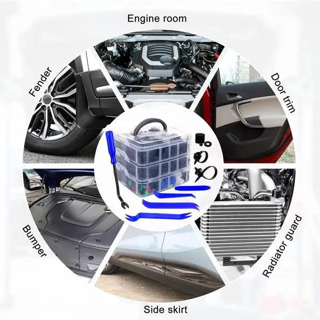 Alt view image 7 of 7 - 1365Pcs Car Push Retainer Clips Body Clips Plastic Fasteners Kit Fender Rivet Clips 44 Most Popular Sizes Nylon Auto Push Pin Rivets Set for Toyota GM Ford Honda Acura Chrysler,Blue