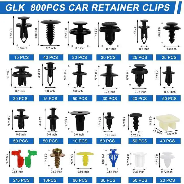 Alt view image 2 of 7 - 835 PCS Car Push Retainer Clips and Plastic Fasteners Kit - 24 Sizes Nylon Bumper Fender Clips Plastic Rivets with Fasteners Removal Tool for Toyota GM Ford Honda Acura Chrysler Blue