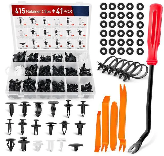 Main image of 415 Pcs Car Retainer Clips & Fastener Remover - 18 Most Popular Sizes Auto Push Pin Rivets Set -Door Trim Panel Compatible with GM Ford Toyota Honda Chrysler(CL-19)
