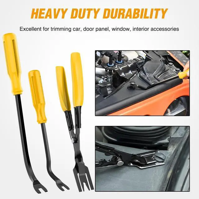 Alt view image 3 of 7 - 238Pcs Trim Removal Tool, Auto Push Pin Bumper Retainer Clip Set Fastener Terminal Remover Tool Adhesive Cable Clips Kit Car Panel Radio Removal Auto Clip Pliers, Yellow