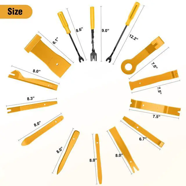 Alt view image 2 of 7 - 238Pcs Trim Removal Tool, Auto Push Pin Bumper Retainer Clip Set Fastener Terminal Remover Tool Adhesive Cable Clips Kit Car Panel Radio Removal Auto Clip Pliers, Yellow