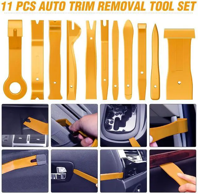Alt view image 4 of 7 - 238Pcs Trim Removal Tool, Auto Push Pin Bumper Retainer Clip Set Fastener Terminal Remover Tool Adhesive Cable Clips Kit Car Panel Radio Removal Auto Clip Pliers, Yellow
